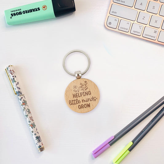 Helping Little Minds Grow Engraved Keyring