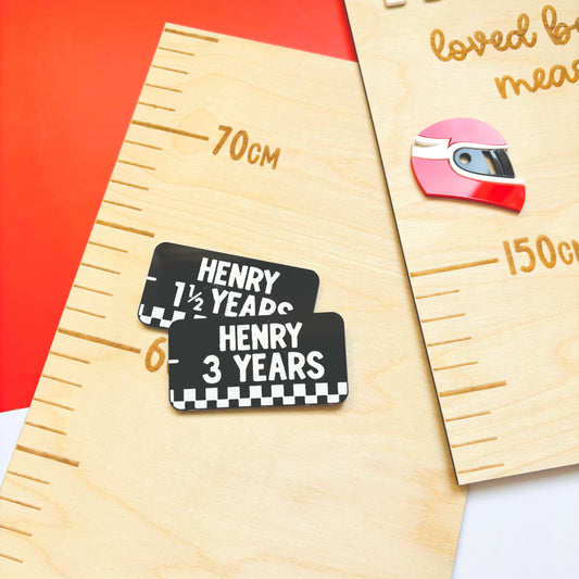 Personalised Little Racer Height Chart Markers