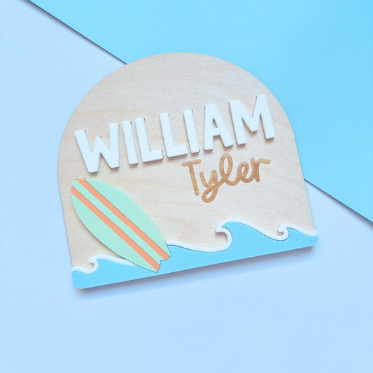 Surfs Up Name Announcement Plaque