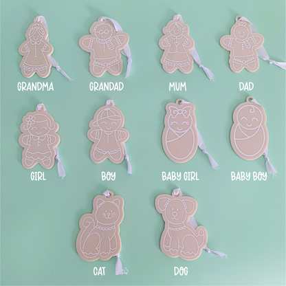 Acrylic Gingerbread Family Christmas Ornaments