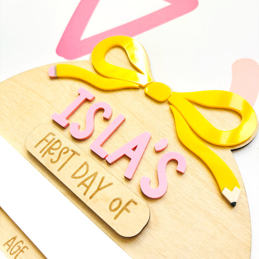 Pencil Bow Personalised Back to School Board