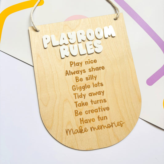 Playroom Rules Hanging Sign
