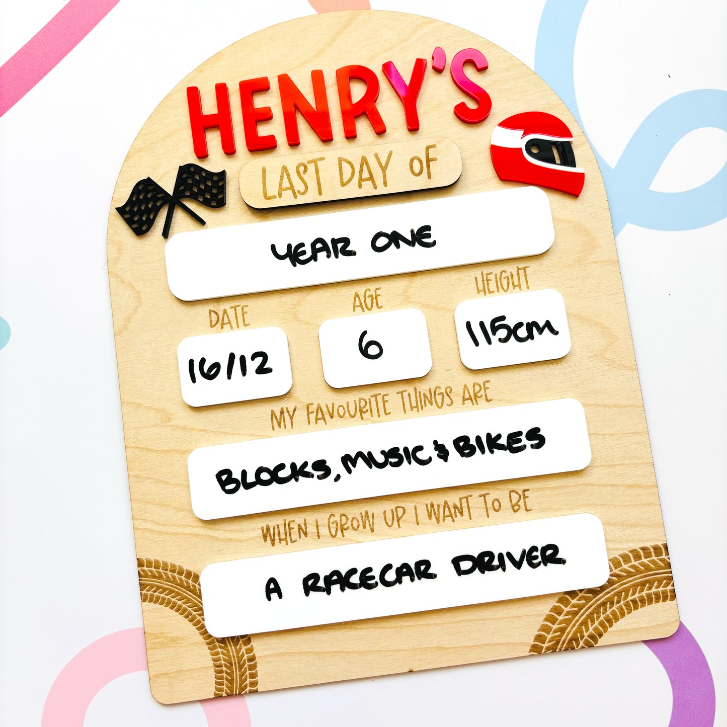 Little Racer Personalised Back to School Board