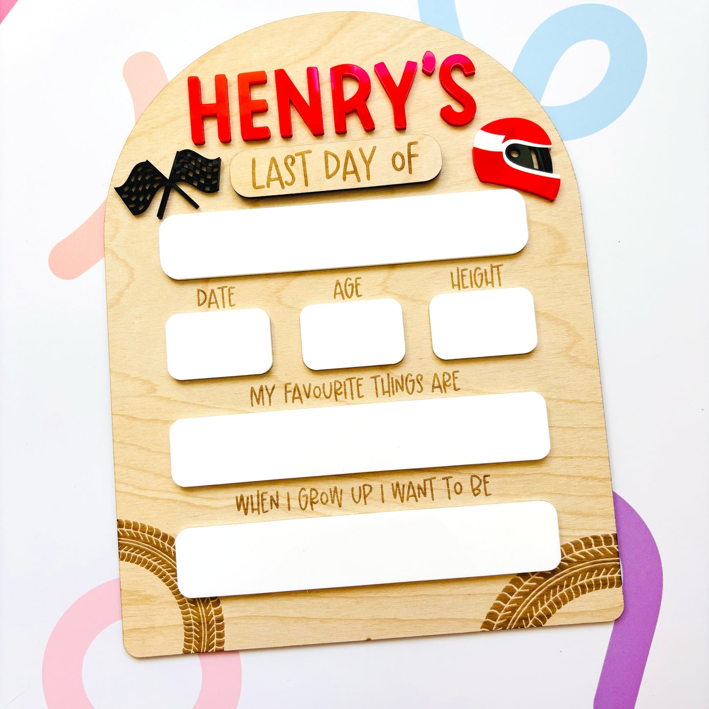 Little Racer Personalised Back to School Board