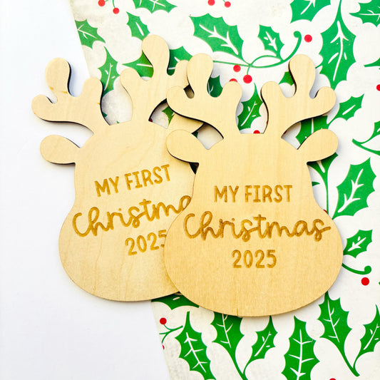 Reindeer Shaped My First Christmas Plaque