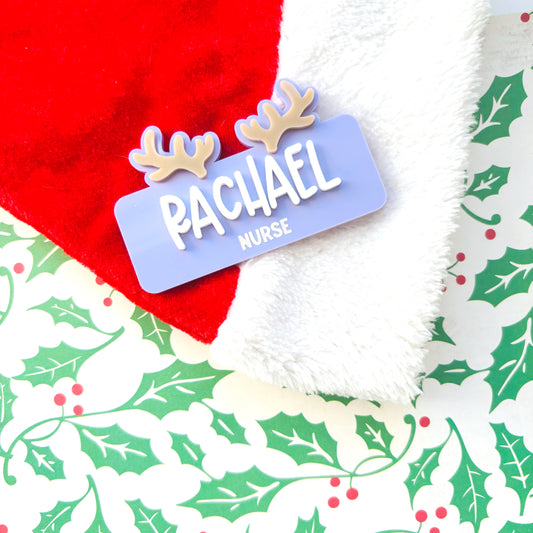 Reindeer Acrylic Name Badge