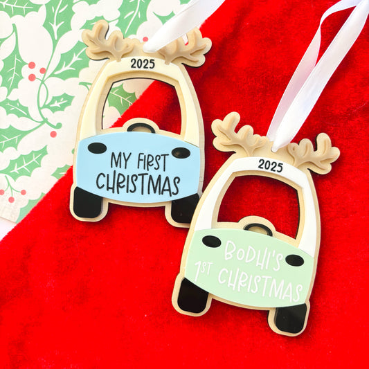 First Christmas Cozy Coupe Reindeer Christmas Ornament