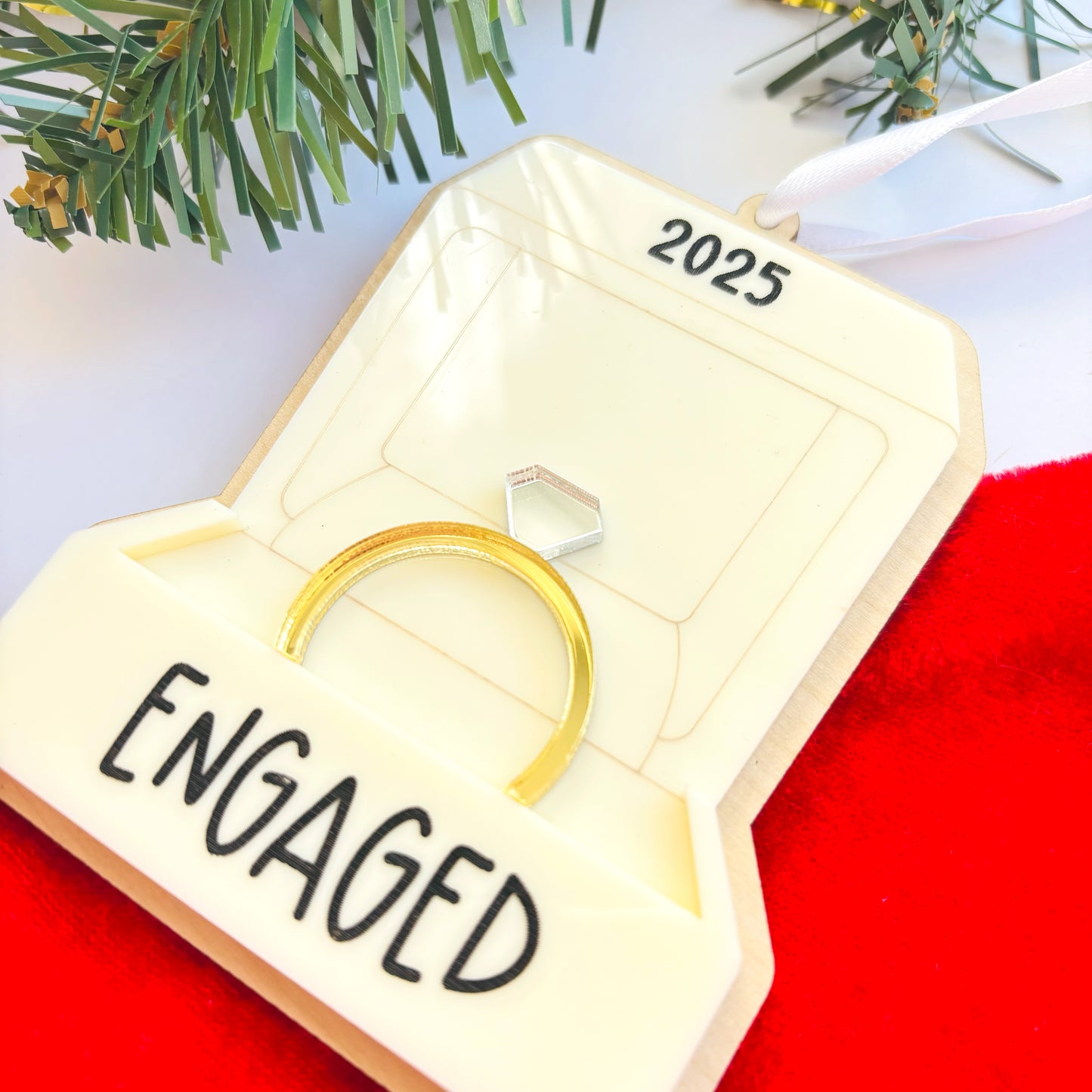 Engaged Ring Box Christmas Ornament