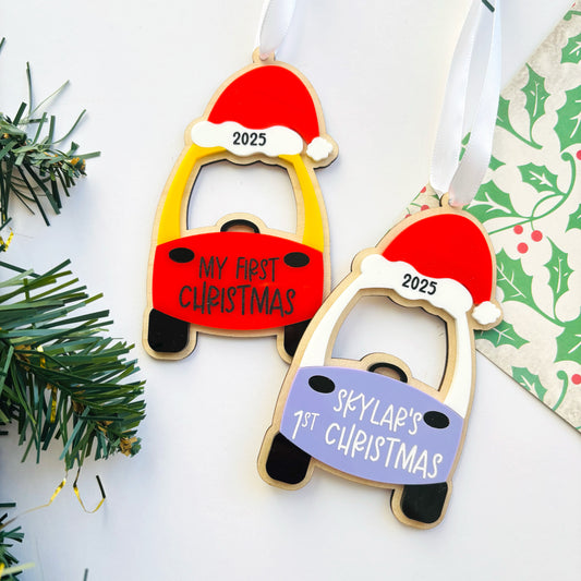 First Christmas Cozy Coupe Santa Hat Christmas Ornament