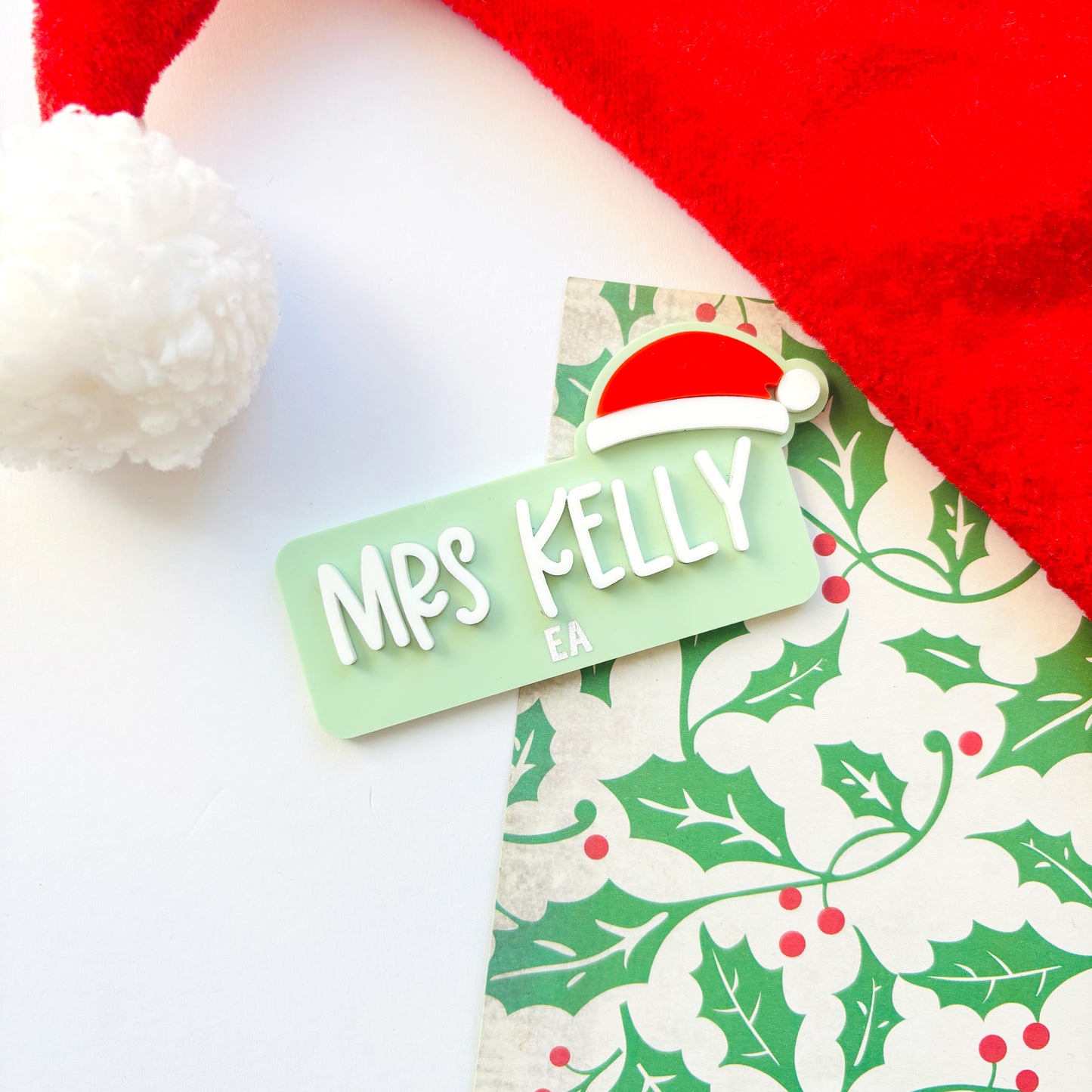 Santa Hat Acrylic Name Badge