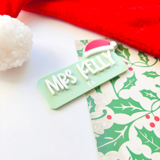 Santa Hat Acrylic Name Badge
