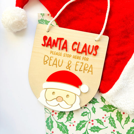 Santa Claus Please Stop Here Acrylic Personalised Sign