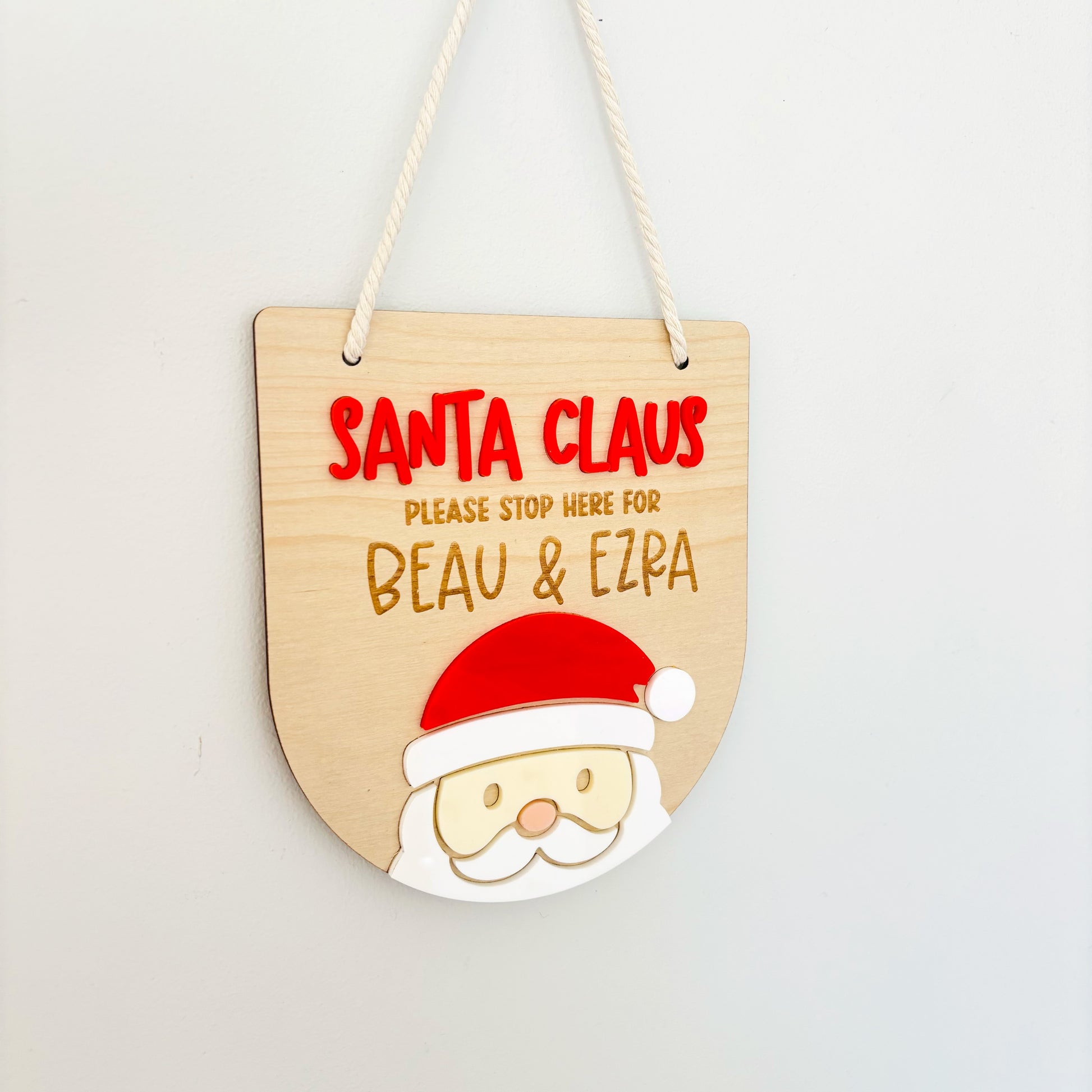 Stop Please Sign In Santa Claus Please Stop Here Acrylic Personalised Sign – Studio Chally