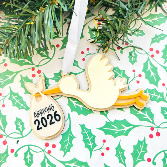 Stork Pregnancy Christmas Ornament