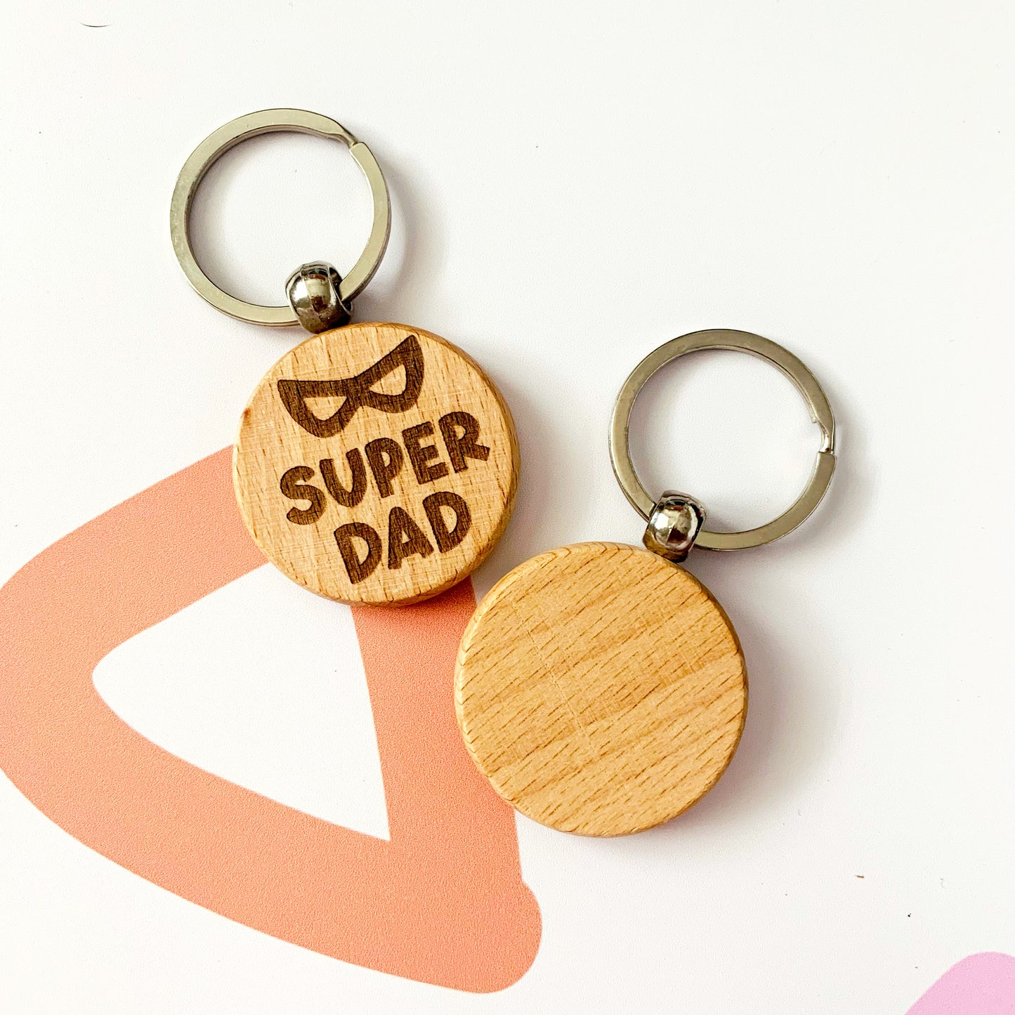 Super Dad Engraved Wooden Keyring