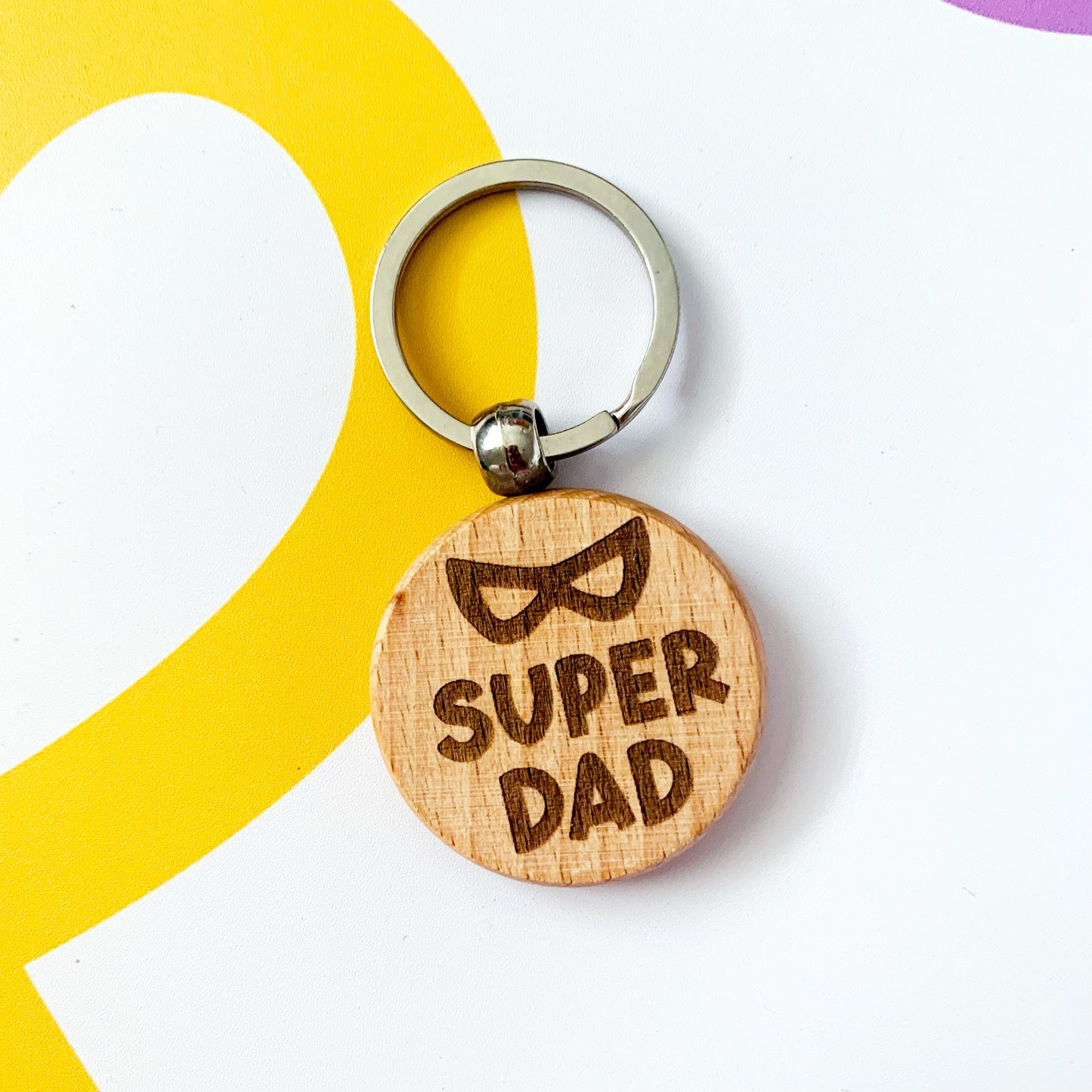 Super Dad Engraved Wooden Keyring