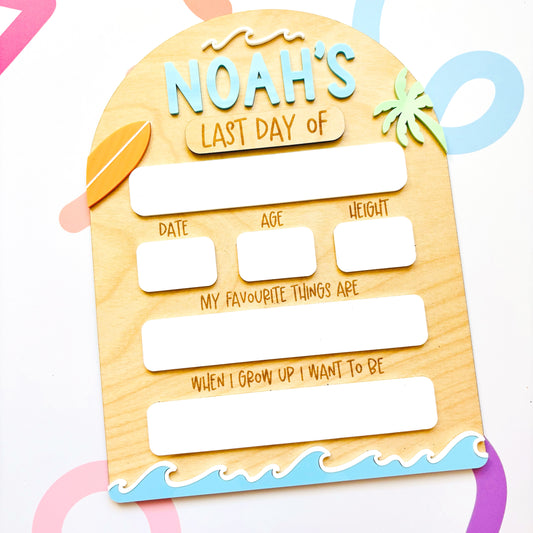 Surfs Up Personalised Back to School Board