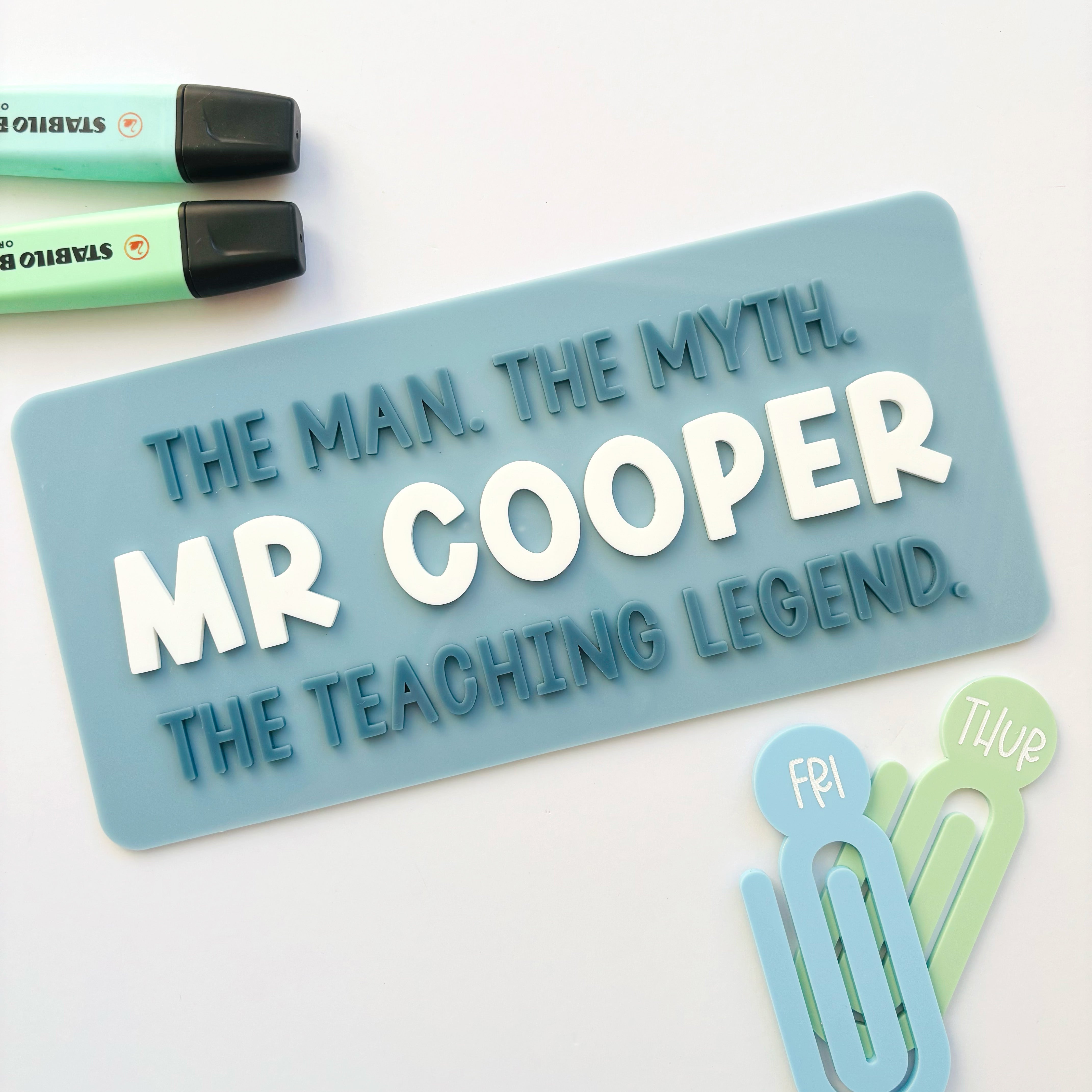 The Man. The Myth. The Teaching Legend. Personalised Sign – Studio Chally