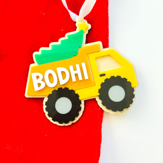 Personalised Construction Truck Christmas Ornament