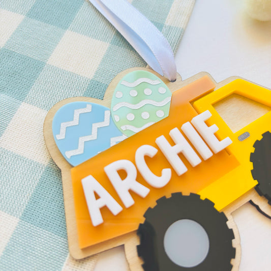 Construction Truck Easter Basket Tag