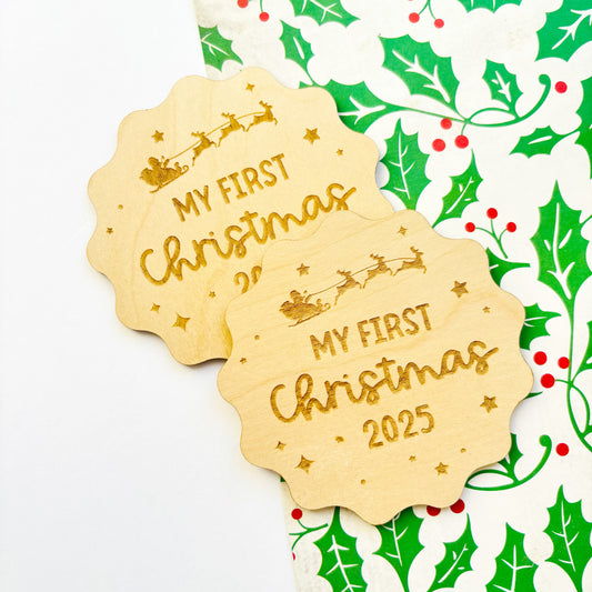 Wavy My First Christmas Plaque