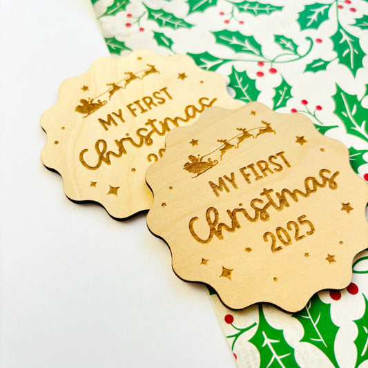 Wavy My First Christmas Plaque