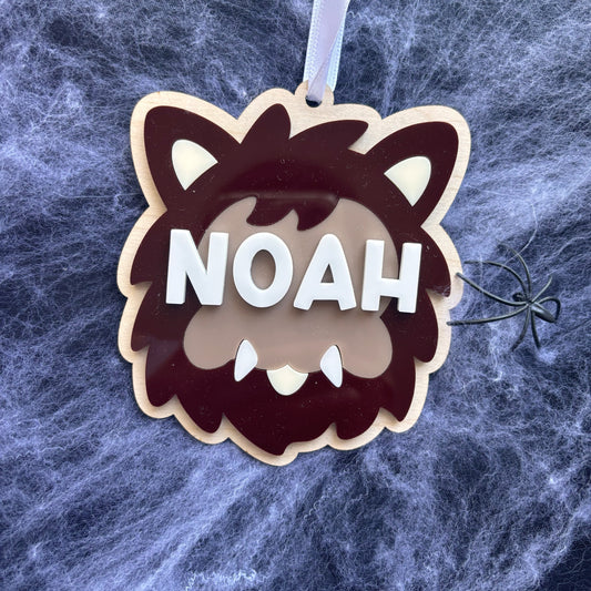 Personalised Werewolf Halloween Basket Tag
