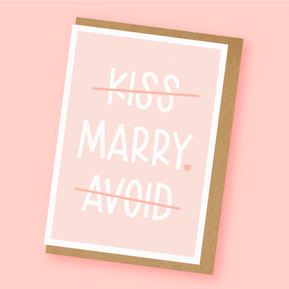 Kiss Marry Avoid Funny Wedding Card